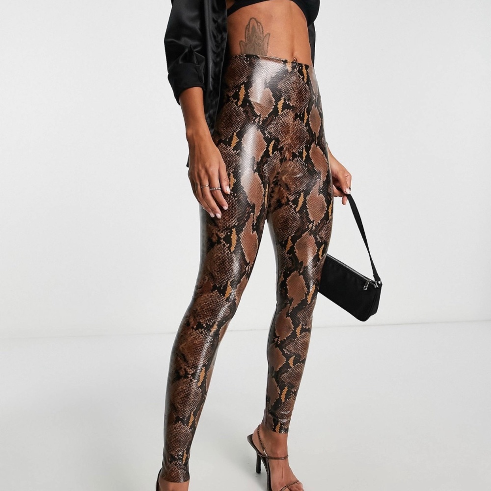 Commando Faux Leather Snake Print Leggings